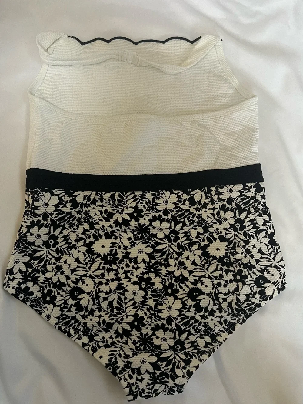 Janie and Jack Girls One-Piece Swimsuit | Size 12 | Black & White Floral